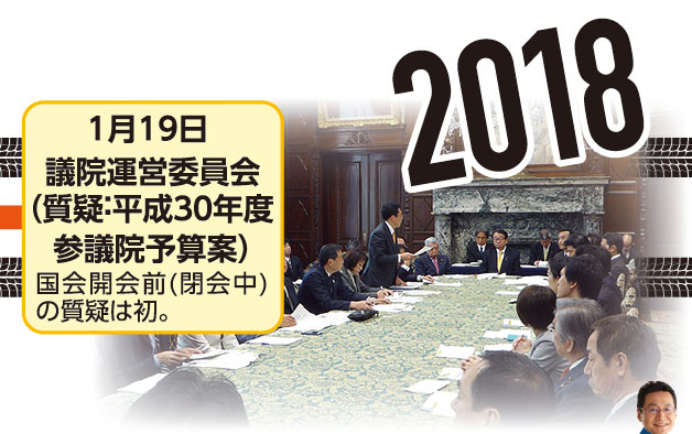 【2018】1月19日 議院運営委員会（質疑：平成30年度参議院予算案） 国会開会前(閉会中)の質疑は初。